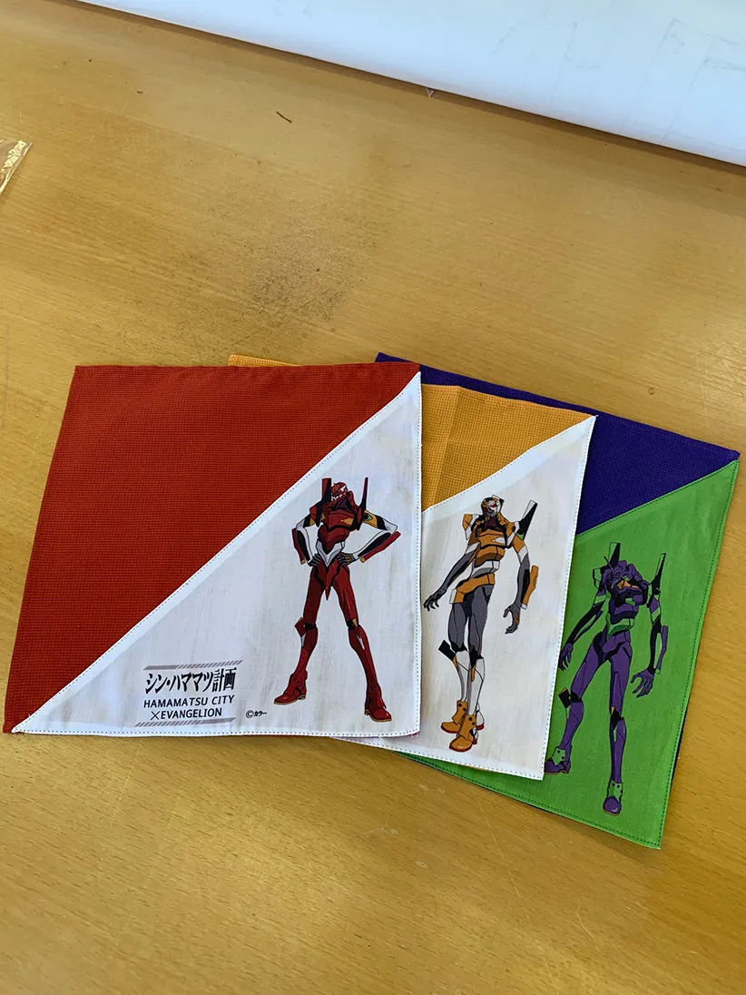 【シン・ハママツ計画】エヴァンゲリオン　浜松産遠州織物ハンカチ 初号機　零号機　弐号機　3枚セット